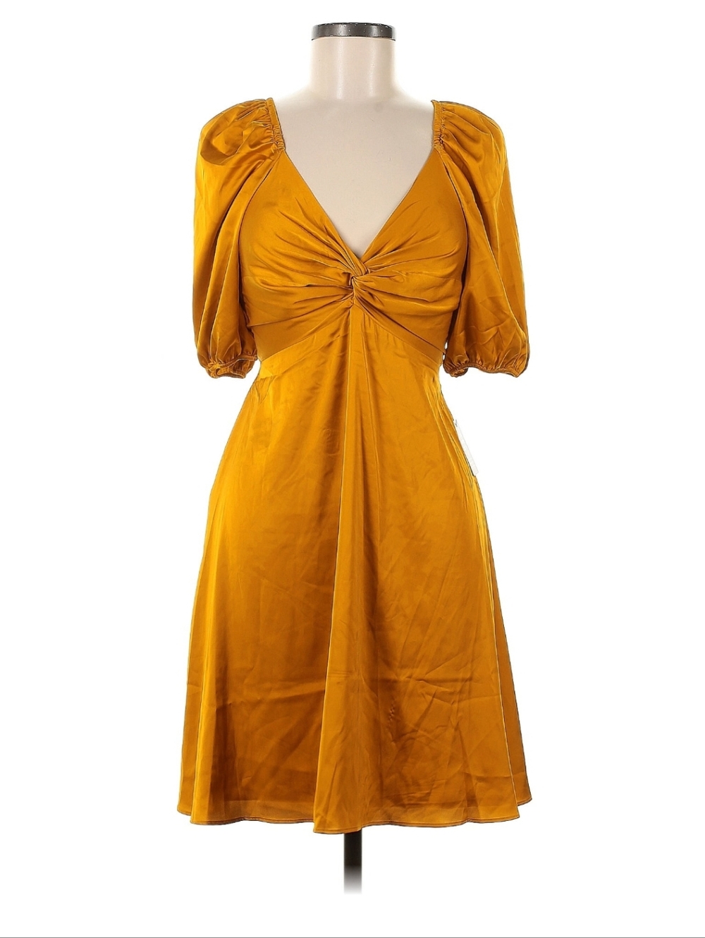 Express Twist Front Metallic Gold Cocktail Dress